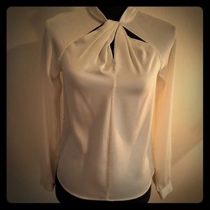 Banana Republic cream drapey blouse with cutouts